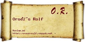 Orsós Rolf névjegykártya